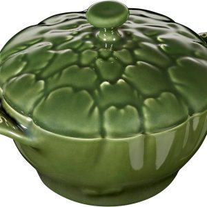 STAUB Ceramic Dutch Oven 16-oz Petite Artichoke Cocotte, Basil
